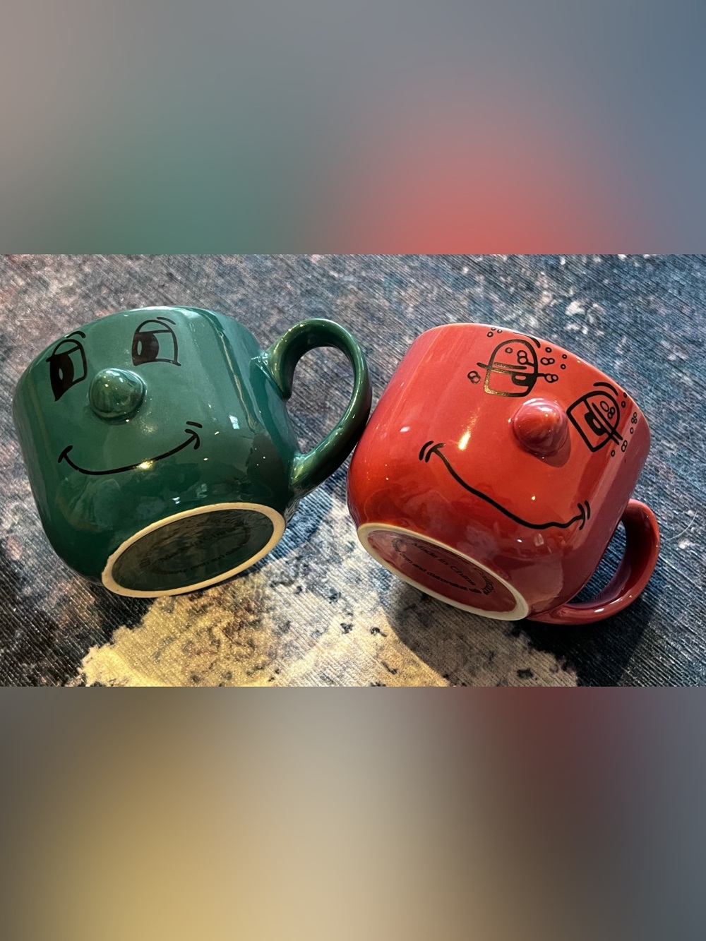 Livingware collection pair of funny face mugs